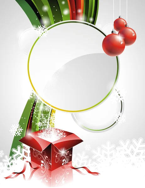 Ilustración vectorial sobre un tema navideño con caja regalo — Vector de stock