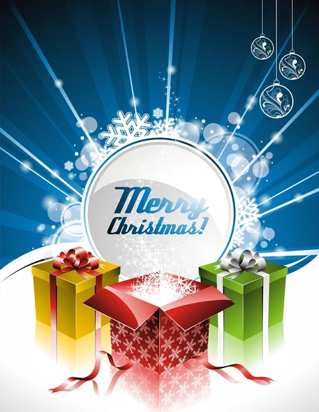 Illustration vectorielle sur un thème de Noël avec boîtes cadeaux — Image vectorielle
