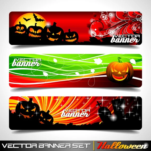 Banner vetorial definido em um tema de Halloween . — Vetor de Stock