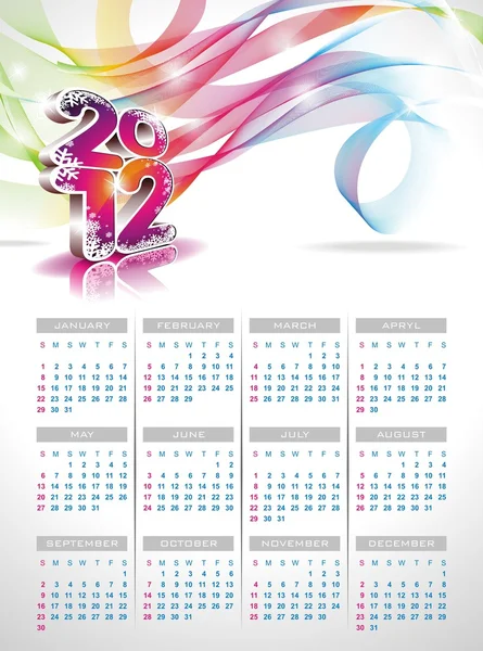 Vektor kalender design 2012 på klar bakgrund. — Stock vektor