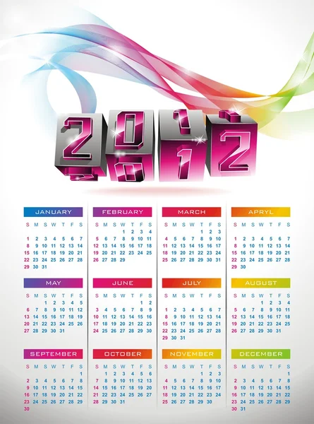 ベクトル カレンダー デザイン 2012 — ストックベクタ