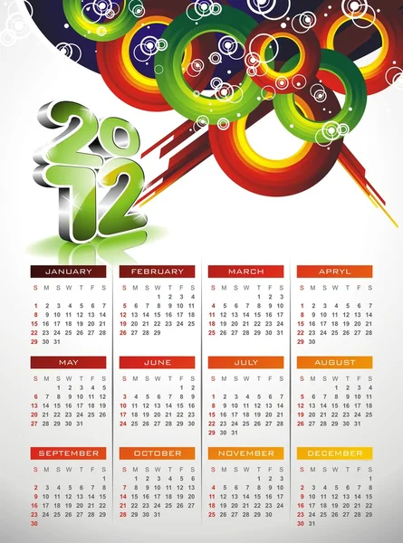 Diseño del calendario vectorial 2012 — Vector de stock