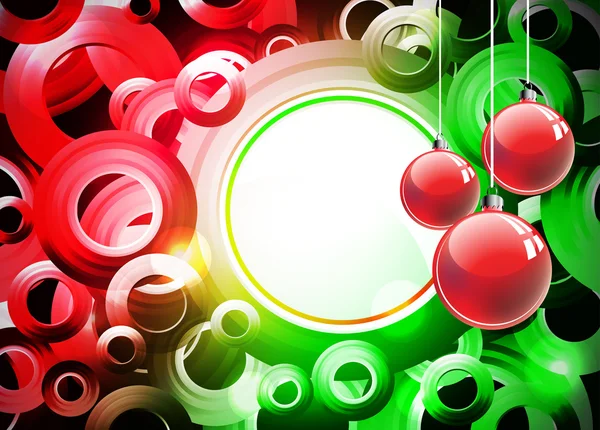 Illustration de vacances avec boule de Noël rouge sur fond de cercle abstrait . — Image vectorielle