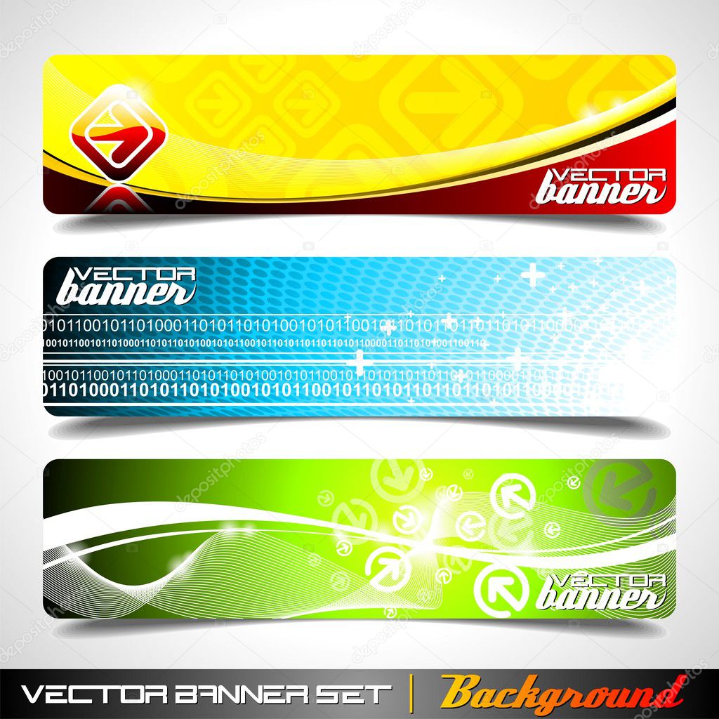 Three abstract vector banner background