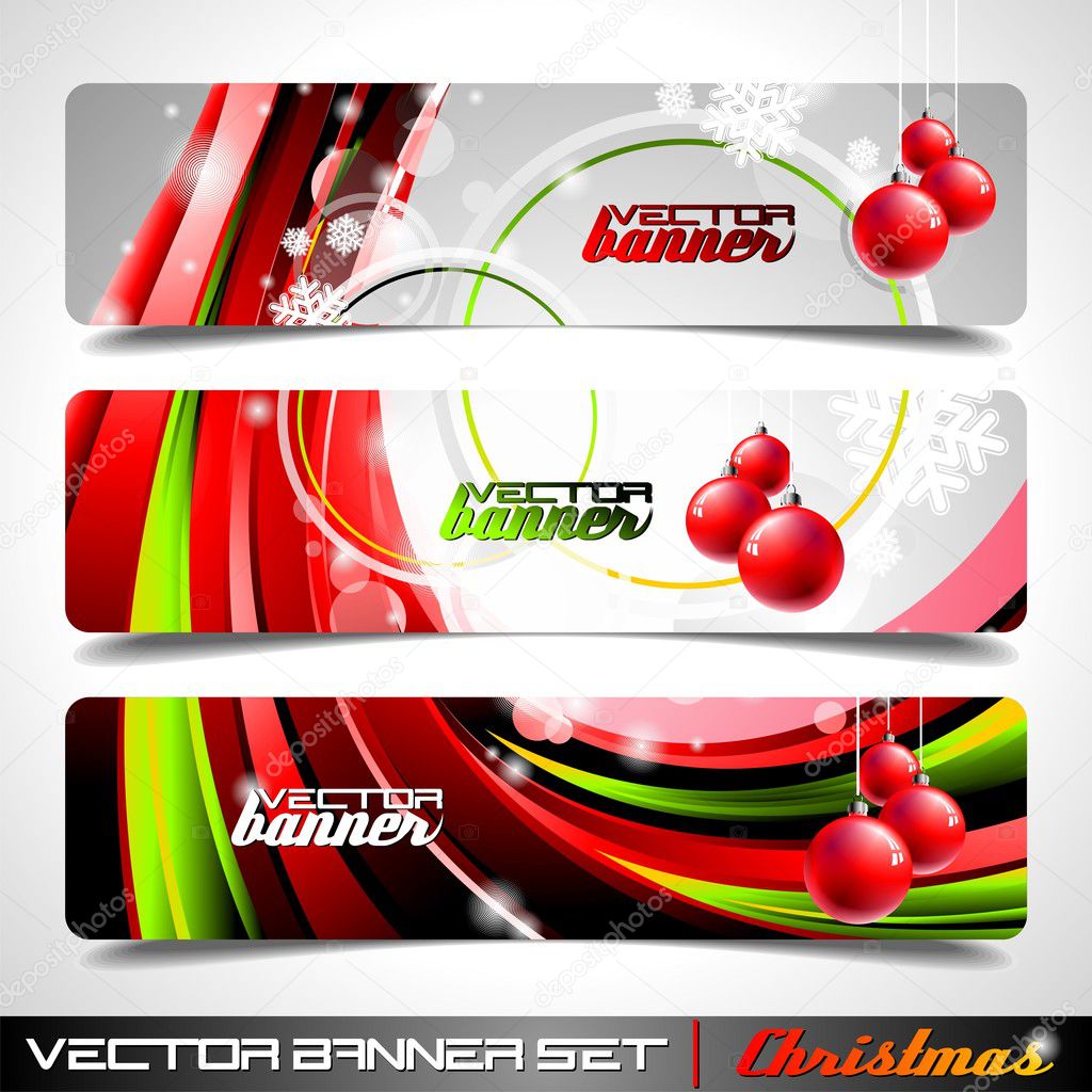 Vector banner set on a Christmas theme.