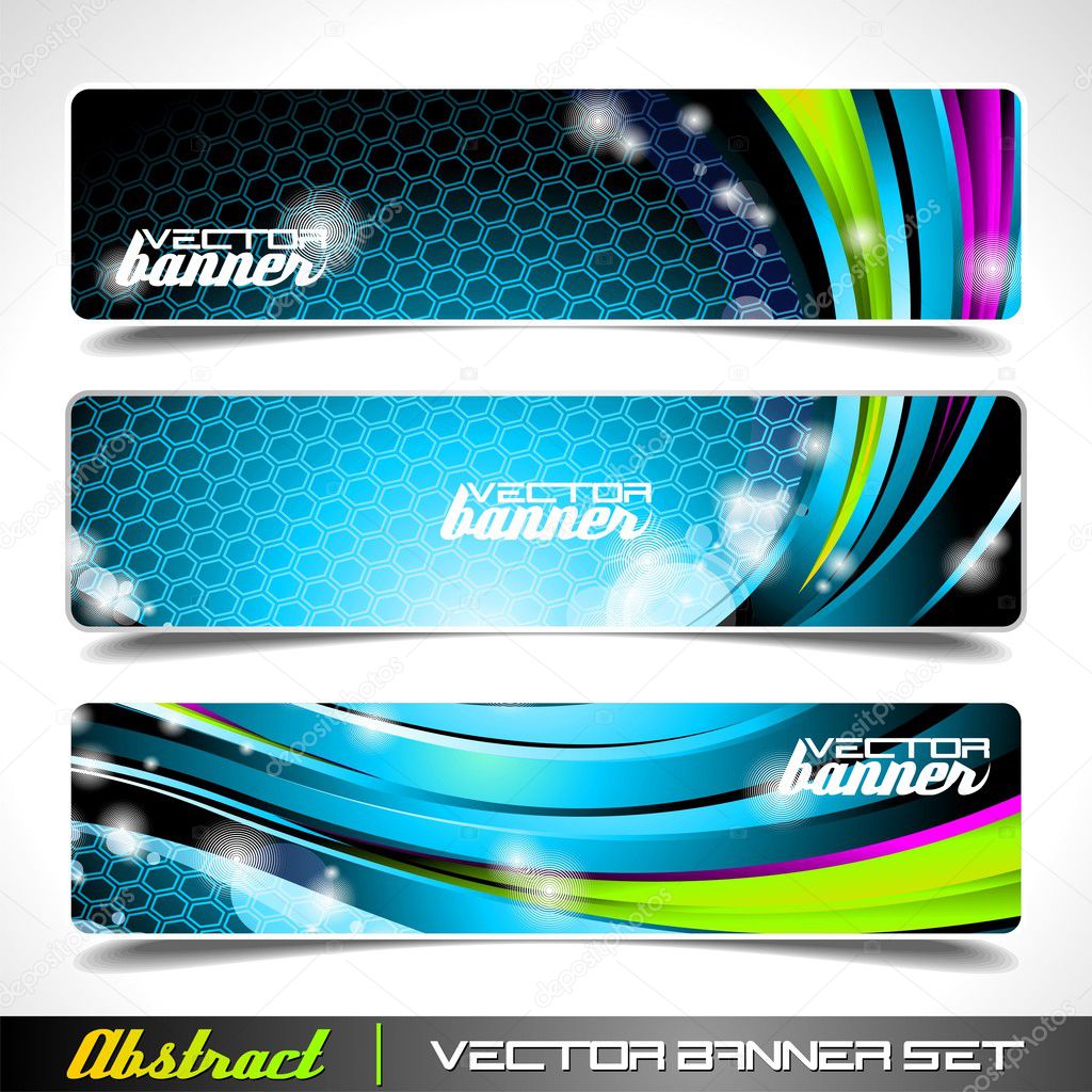 Three abstract vector banner background