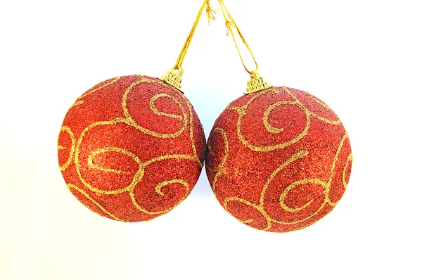 Natal ornamentos bolas vermelhas — Fotografia de Stock