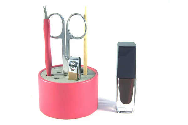 Manicure set and nail polish — Stock Photo, Image