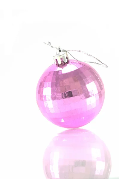 Pink Christmas bauble over white — Stock Photo, Image
