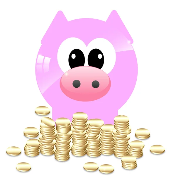 Vector imajes. Pig banck and coins. — Stock Vector