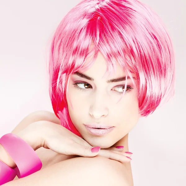 Bastante rosa mujer pelo —  Fotos de Stock
