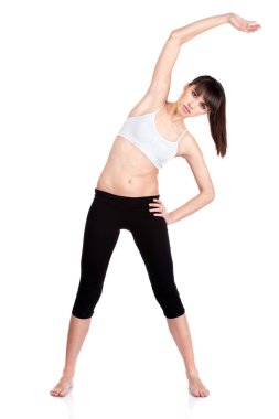 Woman doing fitness exercises clipart