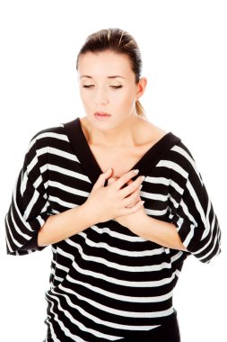 Woman having chest pain clipart