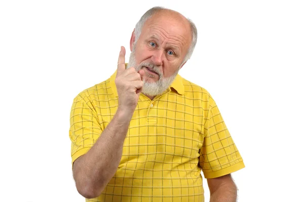 Gesten eines älteren Mannes mit Glatze — Stockfoto