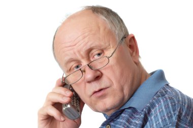 Senior man on the phone clipart