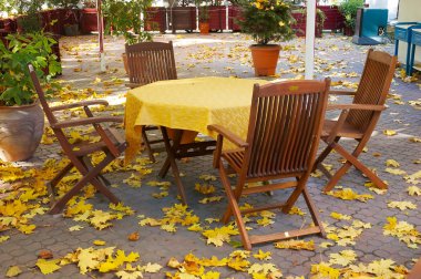Autumn empty terrace table clipart