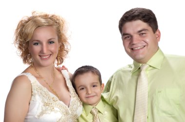 mutlu aile portresi, beyaz üzerine