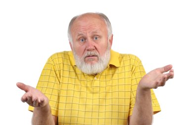 Senior bald man's gestures clipart