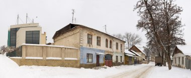 Old town houses at winter clipart