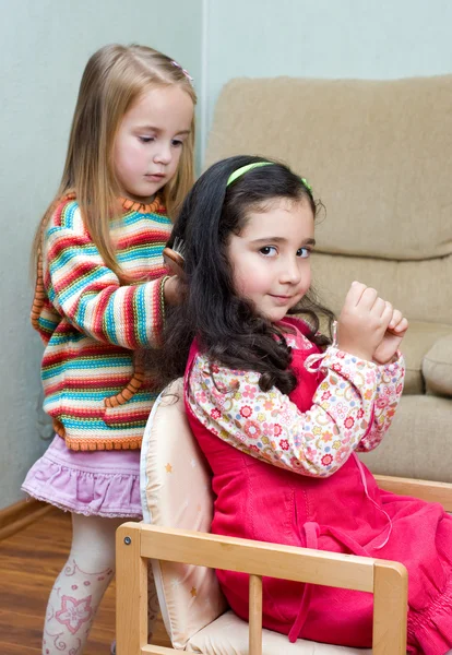 Two little girls playing — Stock Photo, Image