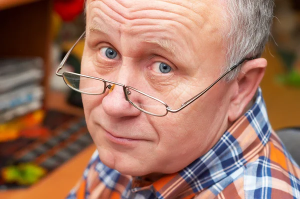 stock image Casual senior man with glasses.