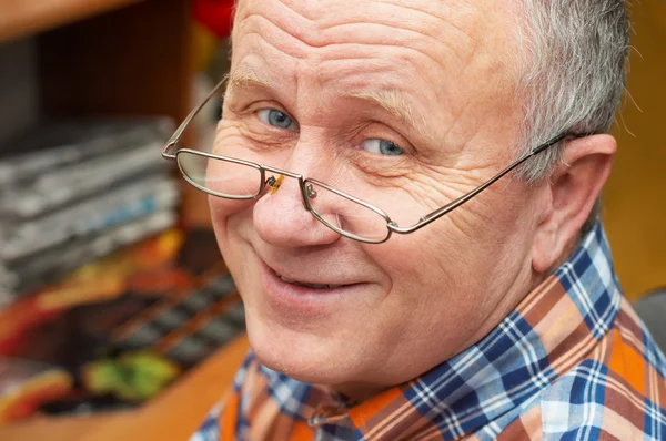 stock image Casual senior man with glasses.