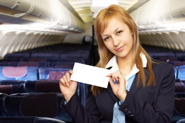 Blond stewardesa (stewardessa) — Zdjęcie stockowe