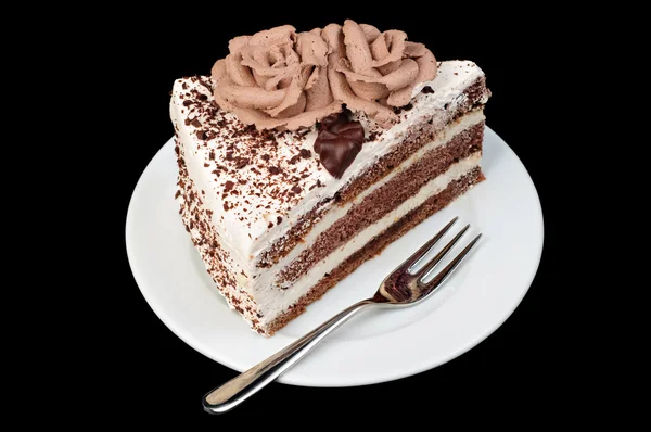 Krämig och choklad tårta — Stockfoto