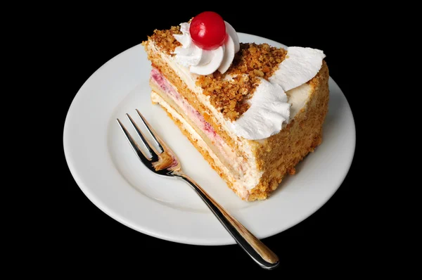 Torta chique com cereja em cima — Fotografia de Stock
