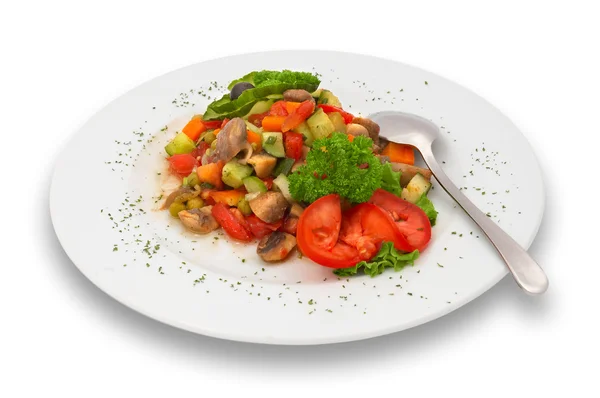 Salada mista de legumes / cogumelos. isolado . — Fotografia de Stock