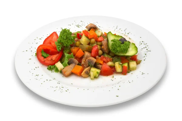 Mixed vegetable/mushroom salad. isolated. — Stock Photo, Image