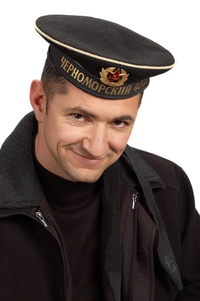 Marinheiro militar em uniforme preto — Fotografia de Stock