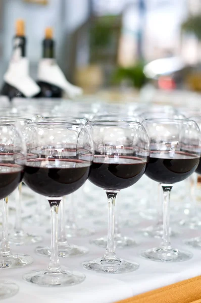 Red wine glasses, selective focus — Stock Photo, Image