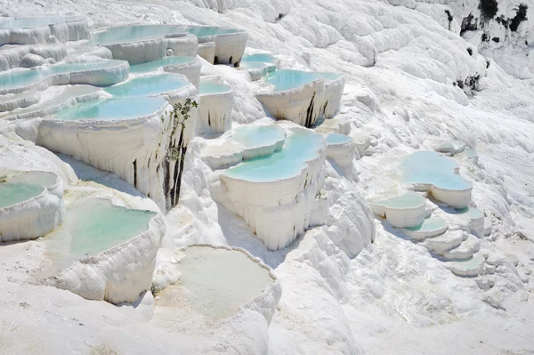 Blue water travertine pools at Pamukkale, Turkey — Stock Photo, Image