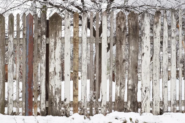 Kış, ahşap çit — Stok fotoğraf