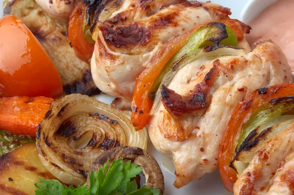 Chicken kebab closeup — Stock Photo, Image