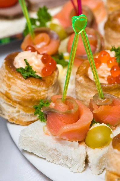 Seafood canapes — Stockfoto