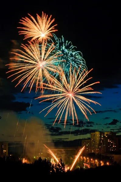 stock image Fireworks in the city