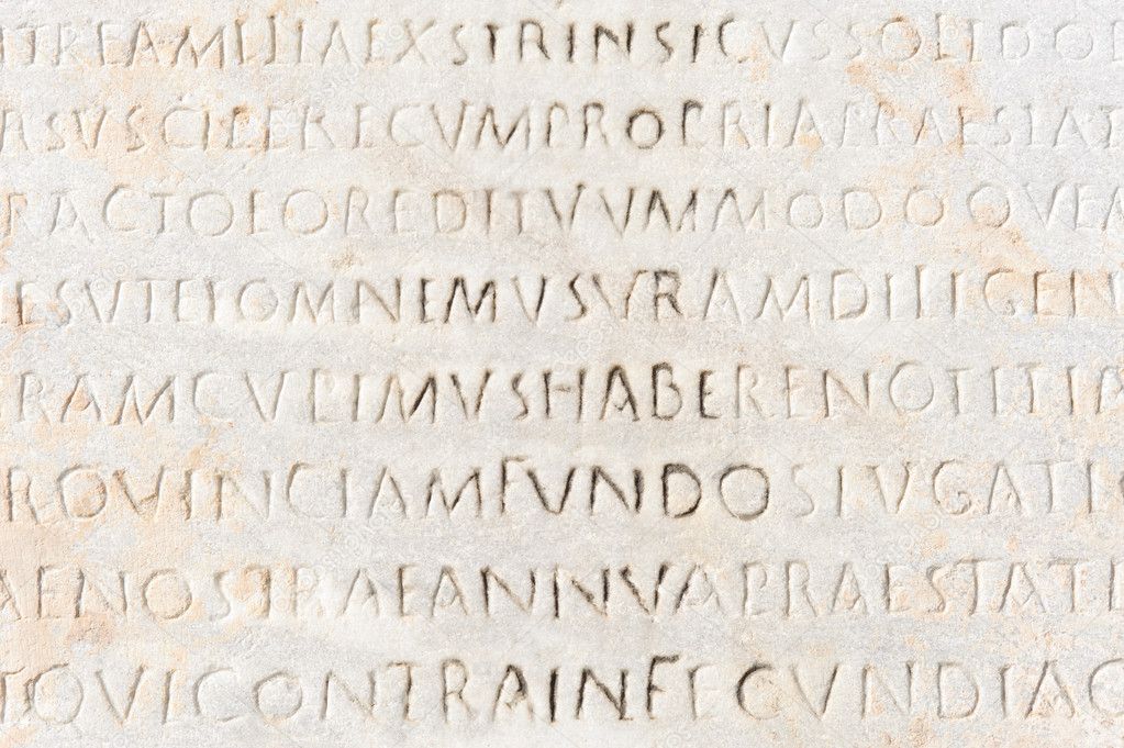 Closeup of ancient latin text