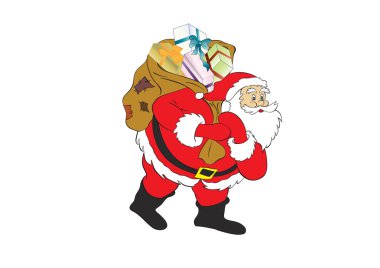 Figure of Santa Claus with a bag of gifts clipart