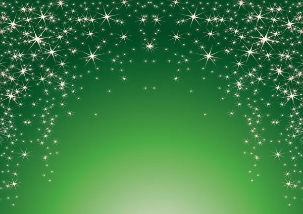 Christmas theme with stars on a green background. — Stock Vector