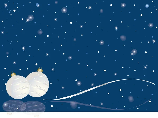 Jul vektor med blå bakgrund, stjärnor och christmas ornament — Stock vektor