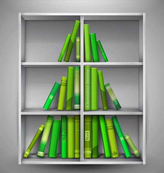 "Weihnachtsgeschichten ". Weihnachtsbaum aus Büchern geformt. — Stockvektor