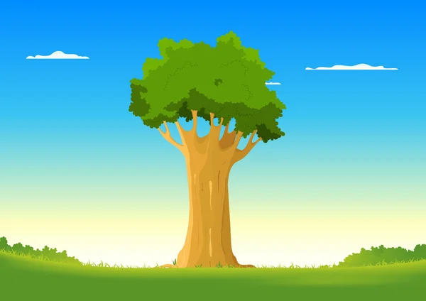 Chêne dans le champ de printemps — Image vectorielle