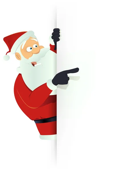 Weihnachtsmann zeigt weißes Blanko-Schild — Stockvektor