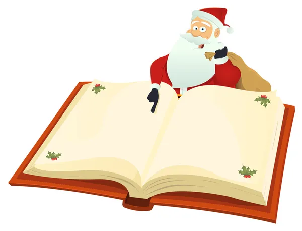 Santa Pointing Book — Stock Vector