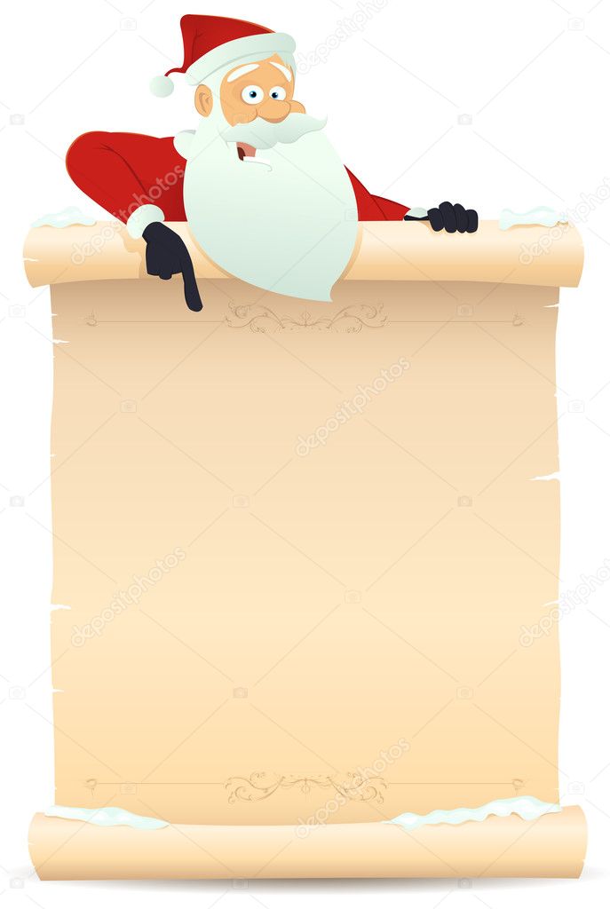 Santa Pointing Parchment Sign