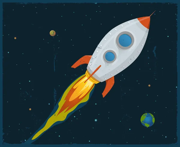 Raketovou loď trhací vesmírem — Stockový vektor