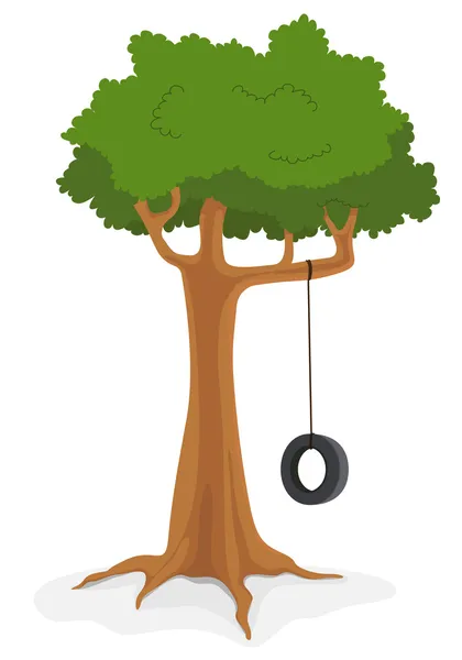 Tree With swing — Stock Vector