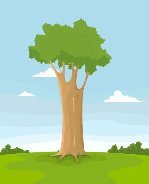 Jarní strom na poli — Stockový vektor